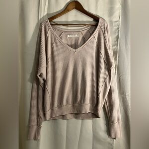 We The Free Mauve V-Neck Waffle Sweater